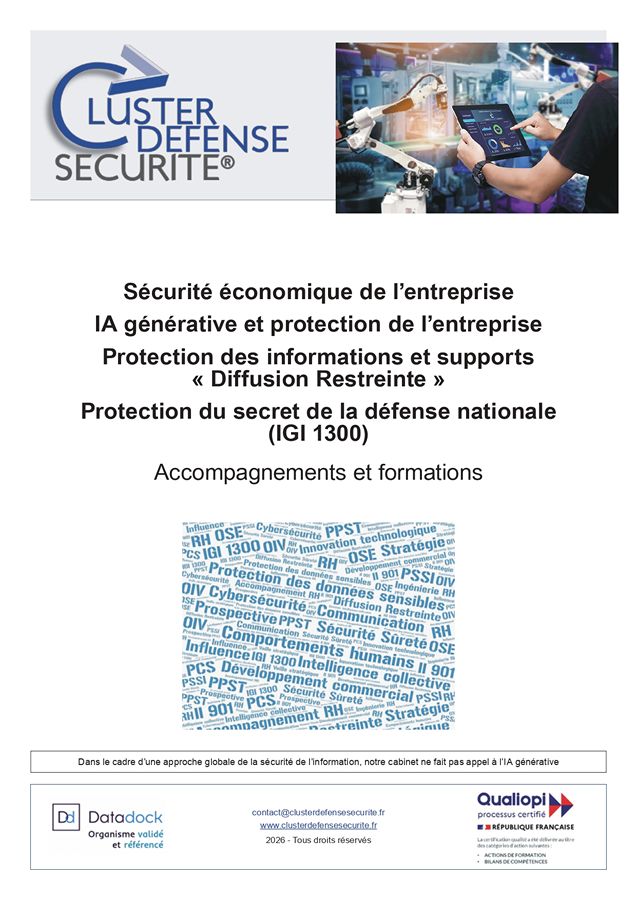 Formation Sécurité économique de lentreprise Cluster Défense Sécurité page 0001